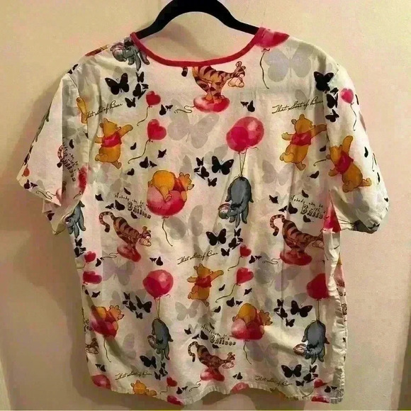 Adorable Winnie the Pooh, Eeyore  and Tigger Scrub Top Size XL 100% Cotton - Picture 2 of 8